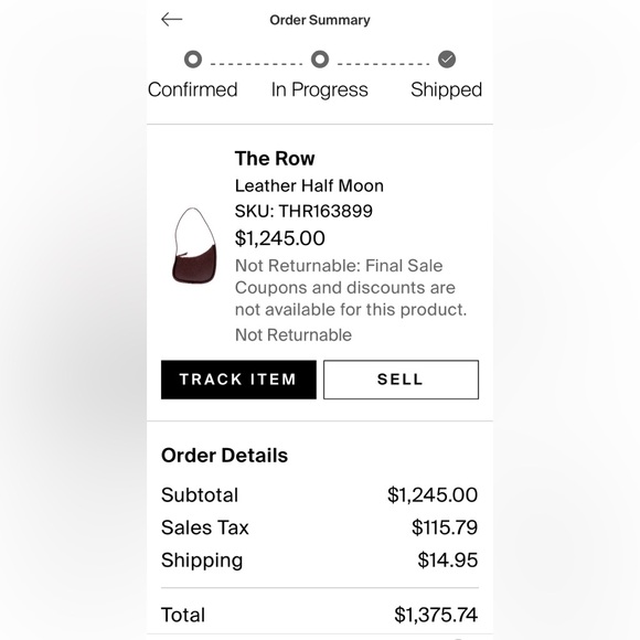 Authentic The Row Half Moon Bag in Raisin Leather - Picture 6 of 8